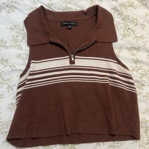 Kendall & Kylie Brown and Cream Crop Polo Tank